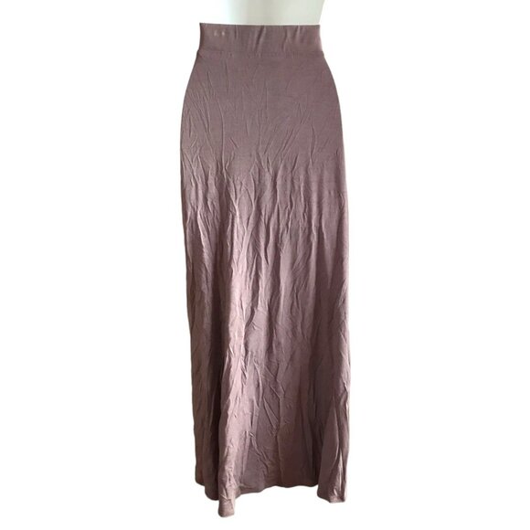 LOGO By LORI GOLDSTEIN Sz S Tulip Hem Maxi Skirt in Mushroom Modal Jersey Knit - Picture 3 of 7